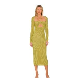 Yellow zebra print midi dress